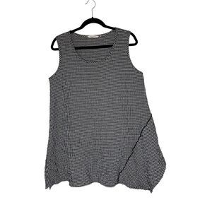 Soft Surroundings Gingham Tunic Top Black/White Seersucker Size M Oversized